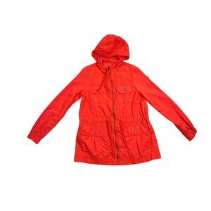 Gap Jacket Womens Small Orange‎ Hooded Tennis Windbreaker Nylon Full Zip